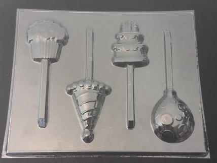 3563 Happy Birthday Party Hat, Balloon, Cupcake, Gift Chocolate or Hard Candy Mold 3563 Happy Birthday Party Hat, Balloon, Cupcake, Gift Chocolate or Hard Candy Mold